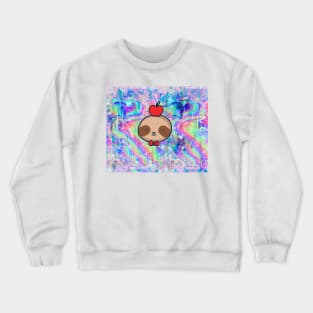 Apple Sloth Face Rainbow Holographic Crewneck Sweatshirt